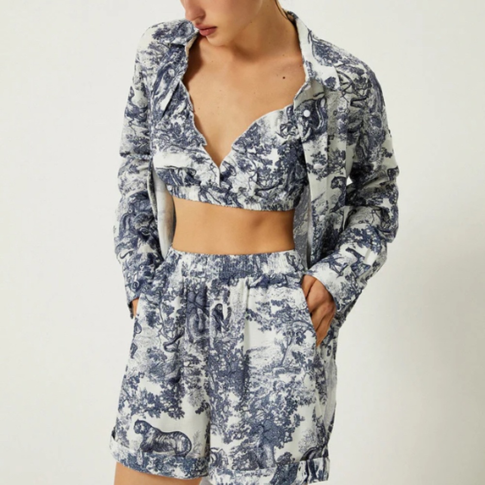 Chinoiserie Blue & White Print 3-Piece Set